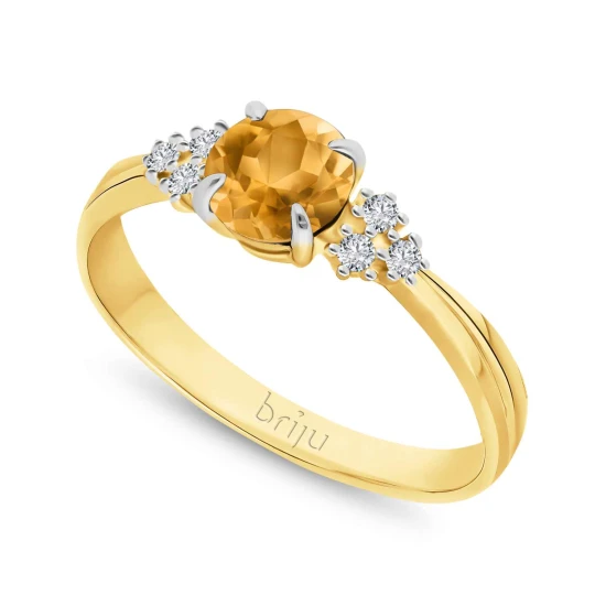 Zdjęcie produktu Pierścionek z brylantami 0, 078 ct Glimmer żółte złoto cytryn ciemny naturalny 585 (B0857-100) Briju