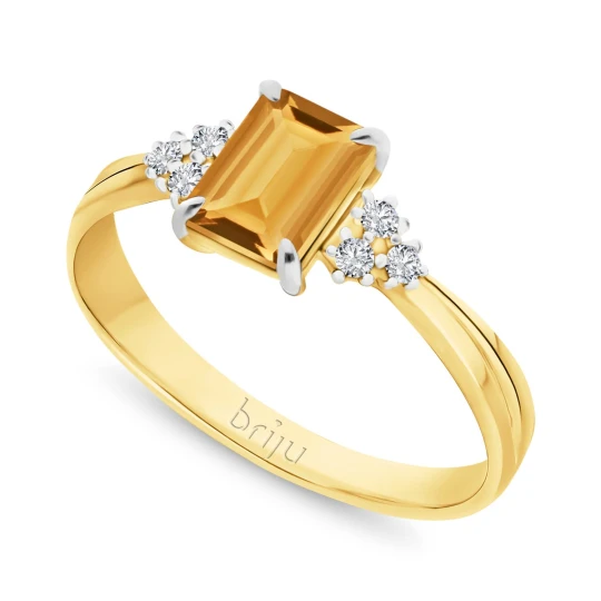 Zdjęcie produktu Pierścionek z brylantami 0, 078 ct Glimmer żółte złoto cytryn ciemny naturalny 585 (B0865-100) Briju