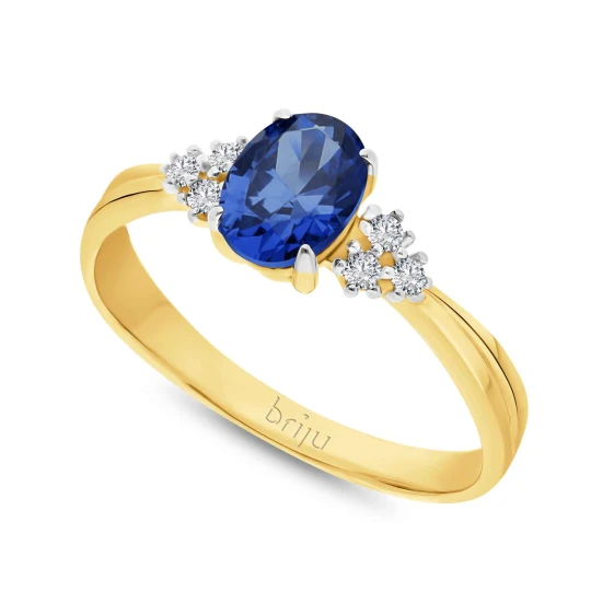 Zdjęcie produktu Pierścionek z brylantami 0, 078 ct Glimmer żółte złoto szafir naturalny 585 (B0827-100) Briju