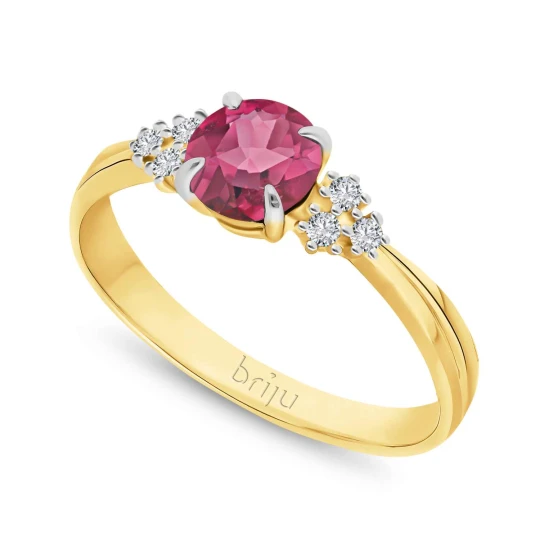Zdjęcie produktu Pierścionek z brylantami 0, 078 ct Glimmer żółte złoto topaz różowy naturalny 585 (B0857-100) Briju