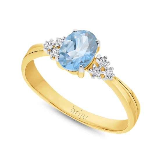 Zdjęcie produktu Pierścionek z brylantami 0, 078 ct Glimmer żółte złoto topaz swiss blue naturalny 585 (B0827-100) Briju