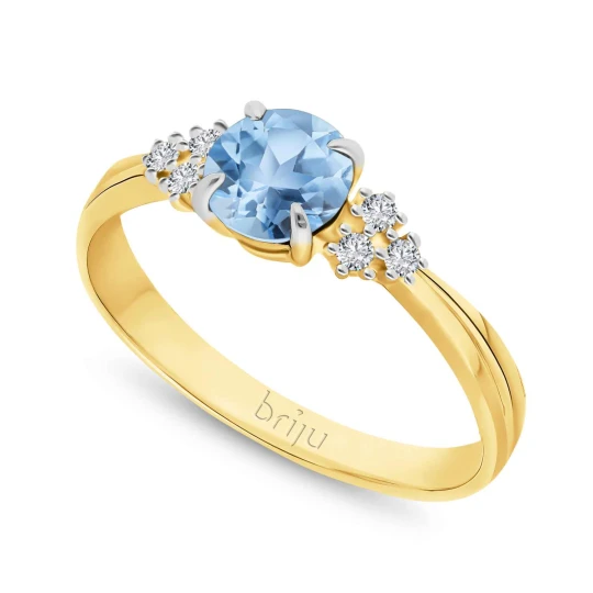 Zdjęcie produktu Pierścionek z brylantami 0, 078 ct Glimmer żółte złoto topaz swiss blue naturalny 585 (B0857-100) Briju
