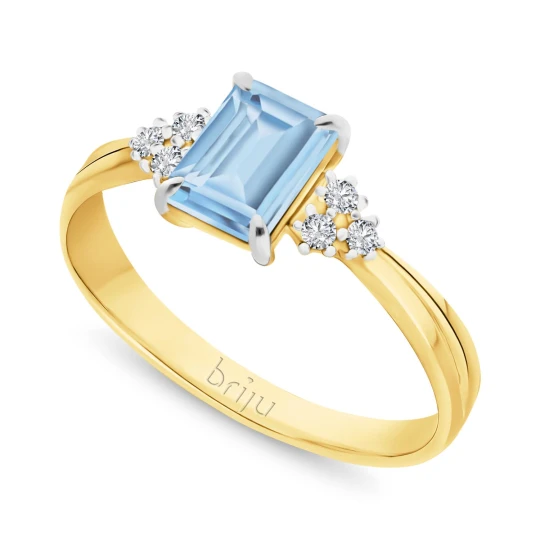 Zdjęcie produktu Pierścionek z brylantami 0, 078 ct Glimmer żółte złoto topaz swiss blue naturalny 585 (B0865-100) Briju