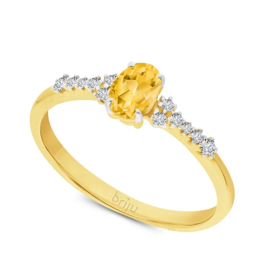 Zdjęcie produktu Pierścionek z brylantami 0, 082 ct Glimmer żółte złoto cytryn jasny naturalny 585 (B0828-100) Briju