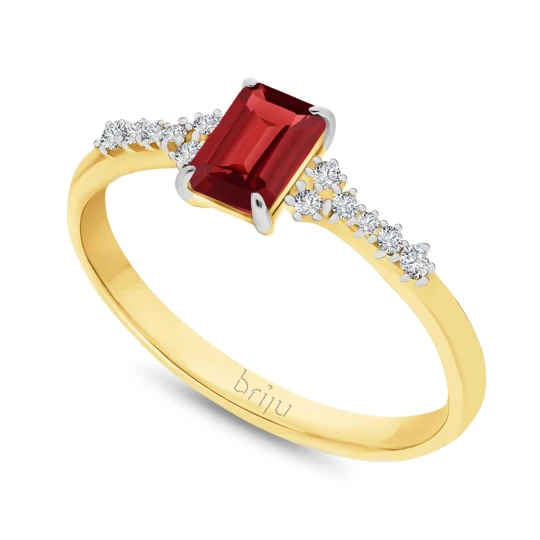 Zdjęcie produktu Pierścionek z brylantami 0, 082 ct Glimmer żółte złoto granat naturalny 585 (B0866-100) Briju