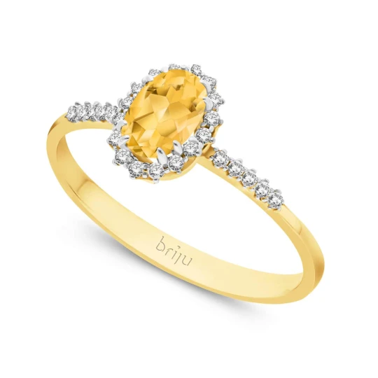 Zdjęcie produktu Pierścionek z brylantami 0, 104 ct Glimmer żółte złoto cytryn jasny naturalny 585 (B0806-100) Briju