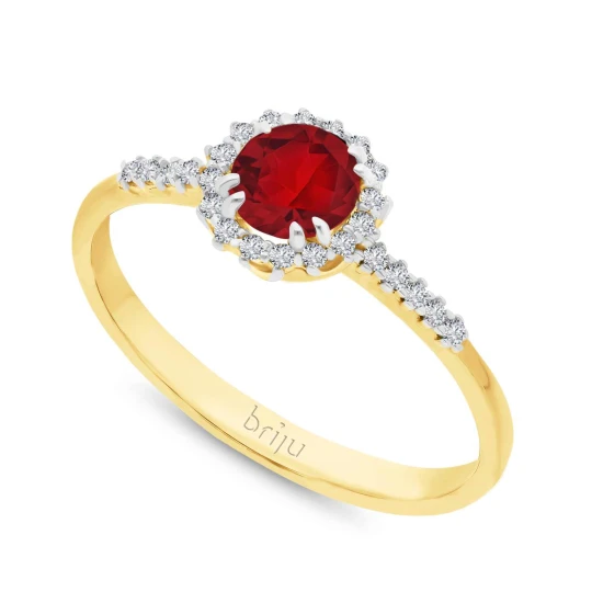 Zdjęcie produktu Pierścionek z brylantami 0, 104 ct Glimmer żółte złoto granat naturalny 585 (B0812-100) Briju