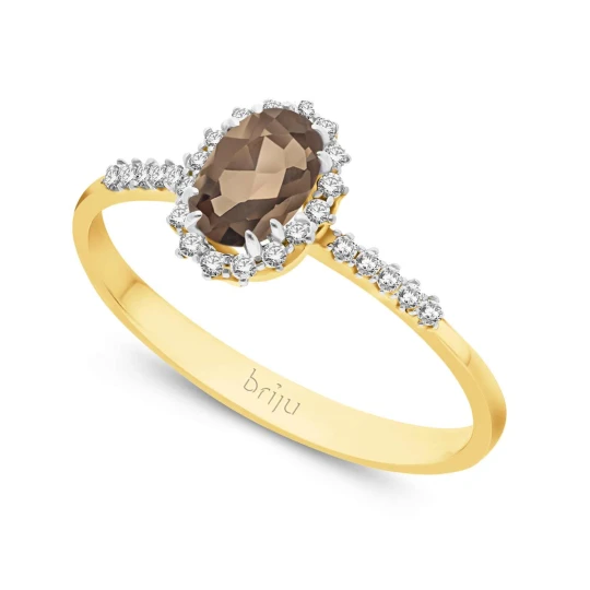 Zdjęcie produktu Pierścionek z brylantami 0, 104 ct Glimmer żółte złoto kwarc dymny naturalny 585 (B0806-100) Briju