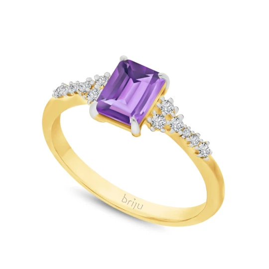 Zdjęcie produktu Pierścionek z brylantami 0, 124 ct Glimmer żółte złoto ametyst afrykański ciemny nat. 585 (B0867-100) Briju