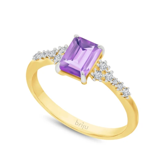 Zdjęcie produktu Pierścionek z brylantami 0, 124 ct Glimmer żółte złoto ametyst brazylijski jasny nat. 585 (B0867-100) Briju