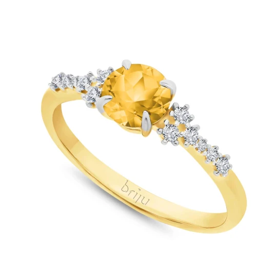Zdjęcie produktu Pierścionek z brylantami 0, 124 ct Glimmer żółte złoto cytryn jasny naturalny 585 (B0863-100) Briju