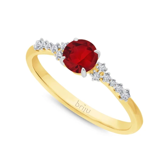Zdjęcie produktu Pierścionek z brylantami 0.124 ct Glimmer żółte złoto granat naturalny 585 (B0862-100) Briju