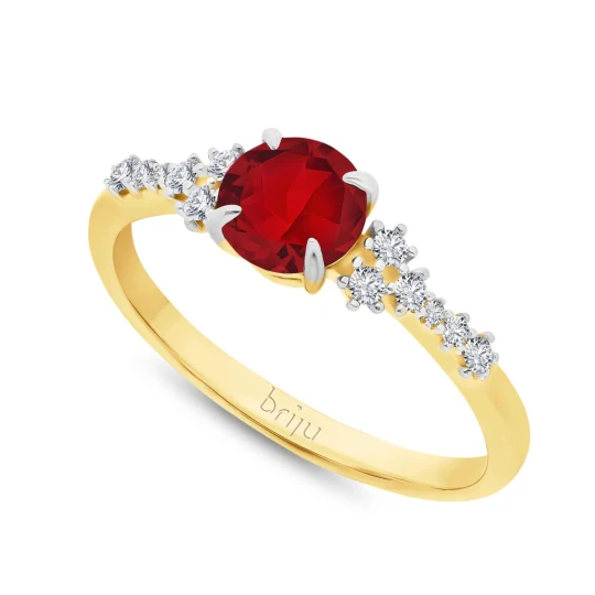 Zdjęcie produktu Pierścionek z brylantami 0, 124 ct Glimmer żółte złoto granat naturalny 585 (B0863-100) Briju
