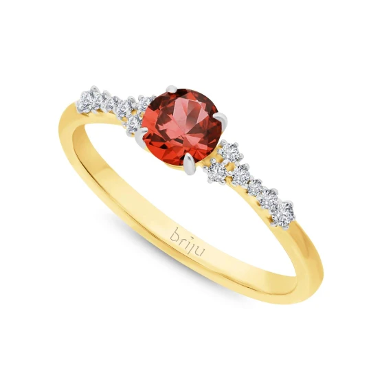 Zdjęcie produktu Pierścionek z brylantami 0.124 ct Glimmer żółte złoto rubin naturalny 585 (B0862-100) Briju