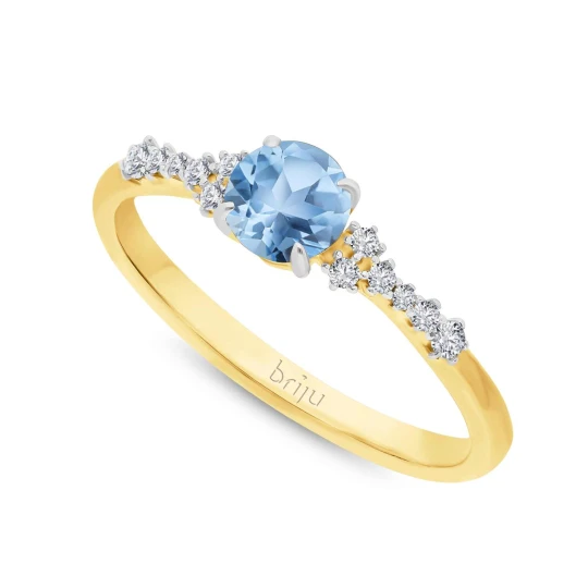 Zdjęcie produktu Pierścionek z brylantami 0.124 ct Glimmer żółte złoto topaz swiss blue naturalny 585 (B0862-100) Briju