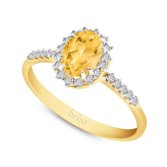 Zdjęcie produktu Pierścionek z brylantami Glimmer żółte złoto cytryn jasny naturalny 585 (B0807-100) Briju