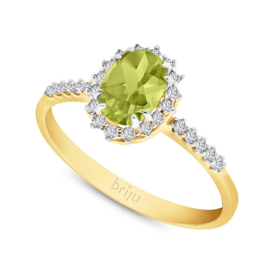 Zdjęcie produktu Pierścionek z brylantami Glimmer żółte złoto oliwin naturalny 585 (B0807-100) Briju