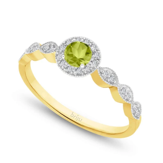 Zdjęcie produktu Pierścionek z brylantami Glimmer żółte złoto oliwin naturalny 585 (B0872-100) Briju