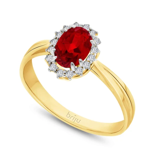 Zdjęcie produktu Pierścionek z brylantami kolekcja Glimmer żółte złoto granat 585 (B0804-100) Briju