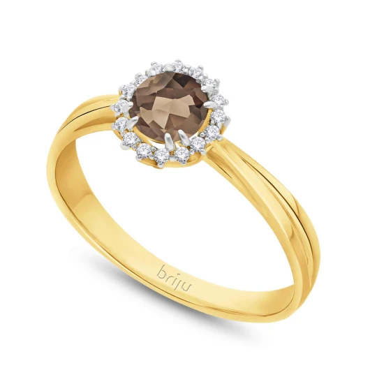 Zdjęcie produktu Pierścionek z brylantami kolekcja Glimmer żółte złoto kwarc dymny naturalny 585 (B0808-100) Briju