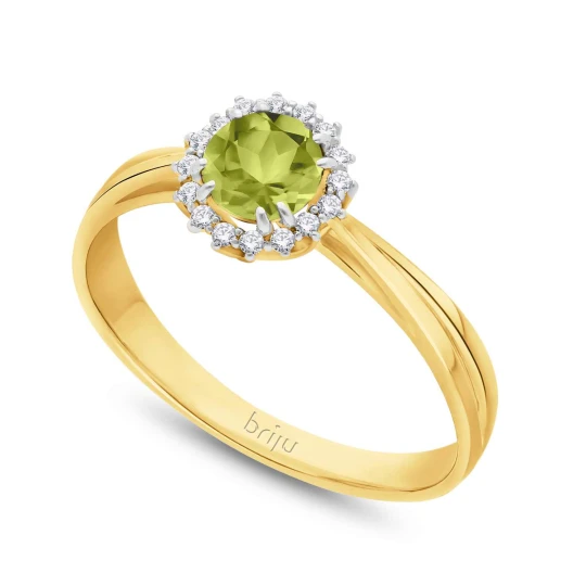 Zdjęcie produktu Pierścionek z brylantami kolekcja Glimmer żółte złoto oliwin naturalny 585 (B0808-100) Briju