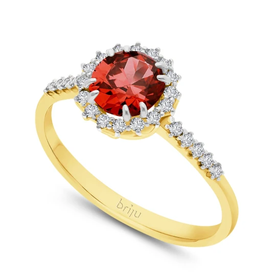 Zdjęcie produktu Pierścionek z brylantami kolekcja Glimmer żółte złoto rubin naturalny 585 (B0813-100) Briju
