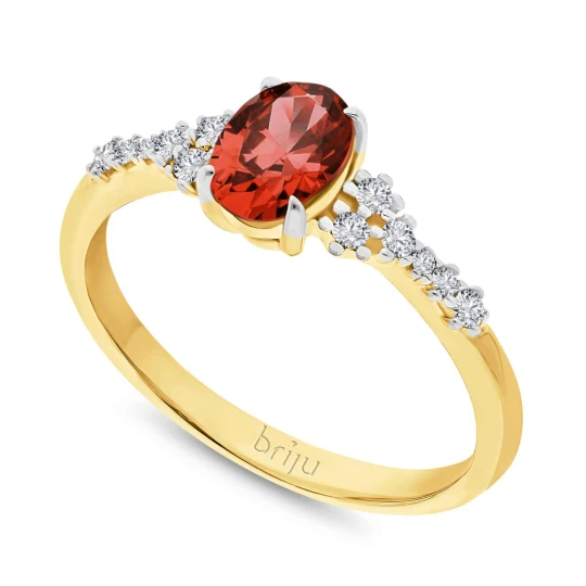 Zdjęcie produktu Pierścionek z brylantami kolekcja Glimmer żółte złoto rubin naturalny 585 (B0829-100) Briju