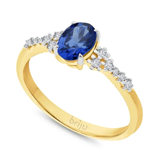 Zdjęcie produktu Pierścionek z brylantami kolekcja Glimmer żółte złoto szafir naturalny 585 (B0829-100) Briju