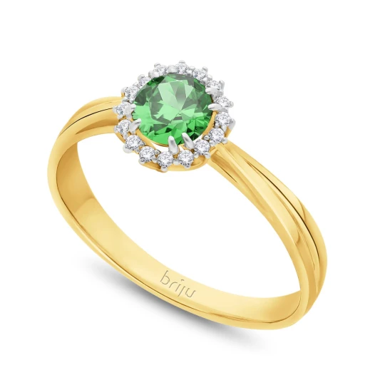 Zdjęcie produktu Pierścionek z brylantami kolekcja Glimmer żółte złoto szmaragd naturalny 585 (B0808-100) Briju