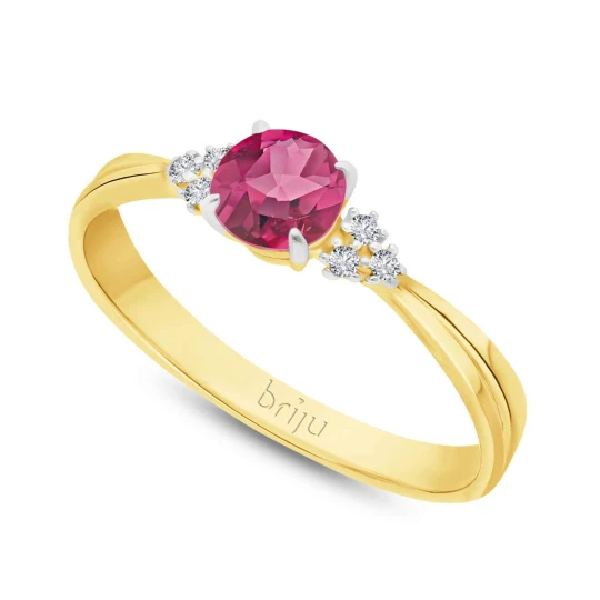 Zdjęcie produktu Pierścionek z brylantami kolekcja Glimmer żółte złoto topaz różowy naturalny 585 (B0856-100) Briju