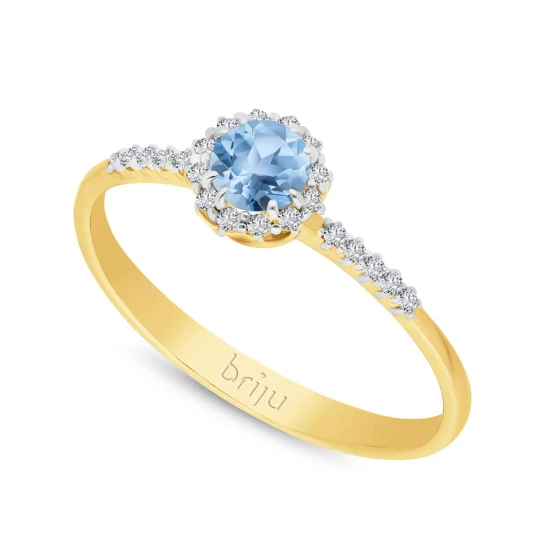 Zdjęcie produktu Pierścionek z brylantami kolekcja Glimmer żółte złoto topaz swiss blue naturalny 585 (B0811-100) Briju