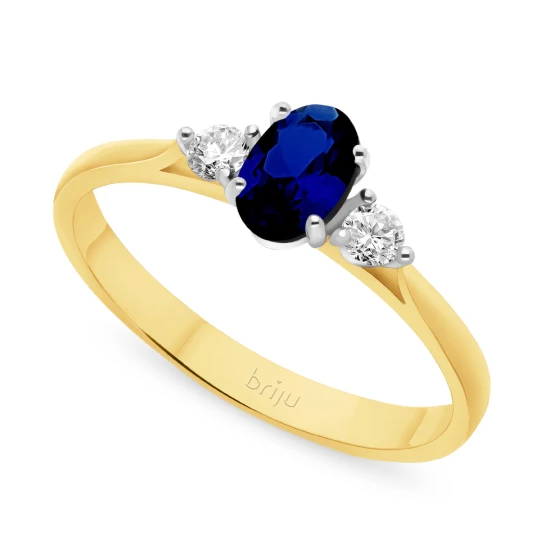 Zdjęcie produktu Pierścionek z brylantami żółte złoto szafir 0, 49 ct 585 (B0658-100) Briju