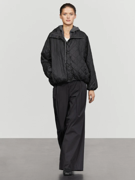 Zdjęcie produktu Pikowana Kurtka Bomberka Z Golfem - Czarny - Massimo Dutti - Female
