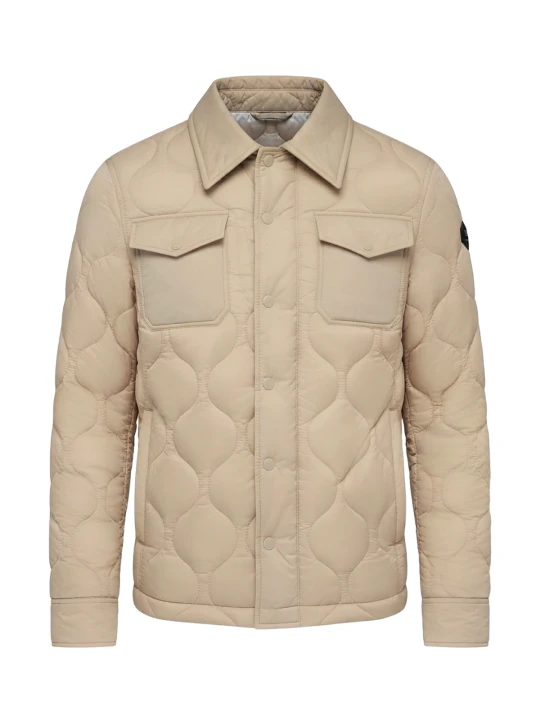 Zdjęcie produktu Pikowana kurtka męska w koszulowym fasonie – beżowa V1 - Rozmiar: S Ombre Clothing