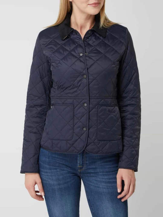 Zdjęcie produktu Pikowana kurtka ze sztruksowym kołnierzem model ‘Deveron’ Barbour Granatowy