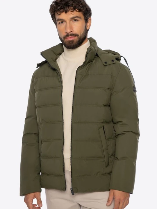 Zdjęcie produktu Pikowana męska kurtka z kapturem ciemnozielona Wittchen ciemny zielony