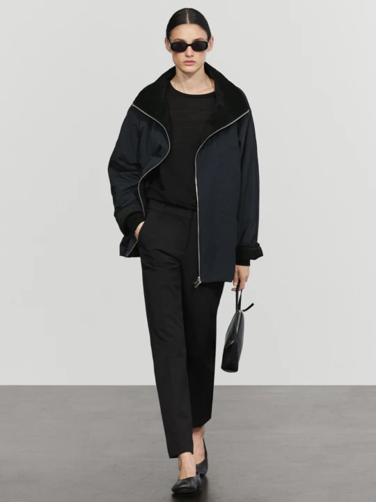Zdjęcie produktu Pikowana Parka Ze Sztruksowym Kołnierzem - Granatowy - Massimo Dutti - Female
