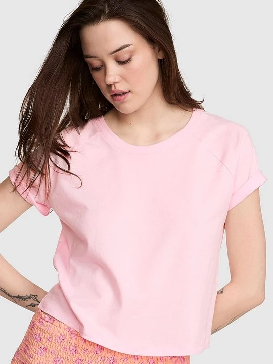 Zdjęcie produktu PINK Bawełniana koszulka do spania z rękawem raglanowym Victoria's Secret