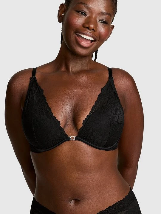Zdjęcie produktu PINK Biustonosz plunge z lekkim usztywnieniem Pink Wink Victoria's Secret Czarny