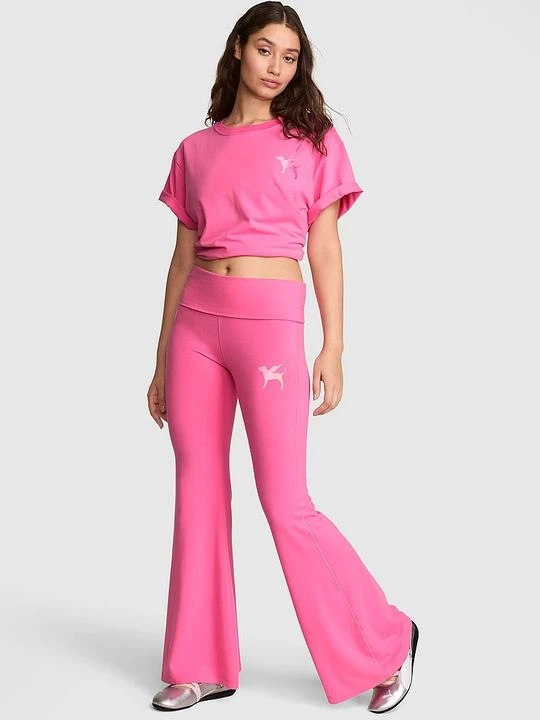 Zdjęcie produktu PINK Legginsy super dzwony All-Day Cotton z wywijanym pasem Victoria's Secret