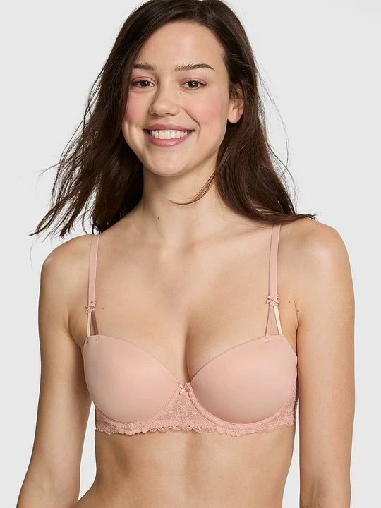 Zdjęcie produktu PINK Lekko usztywniany biustonosz balconette PINK Wink Victoria's Secret Beżowy