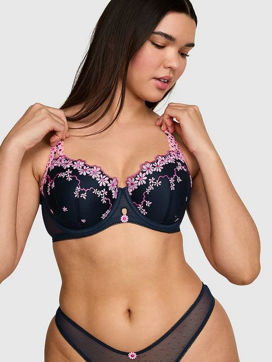 Zdjęcie produktu PINK Lekko usztywniany biustonosz balkonetka PINK Wink Victoria's Secret Niebieski
