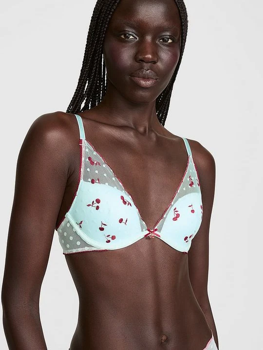 Zdjęcie produktu PINK Lekko usztywniany biustonosz z głębokim dekoltem PINK Wink Victoria's Secret Niebieski