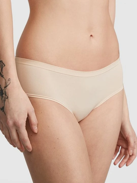 Zdjęcie produktu PINK Majtki hiphugger bezszwowe Victoria's Secret Beżowy