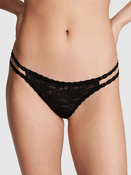 Zdjęcie produktu PINK Stringi z paseczkami Wink Victoria's Secret Czarny