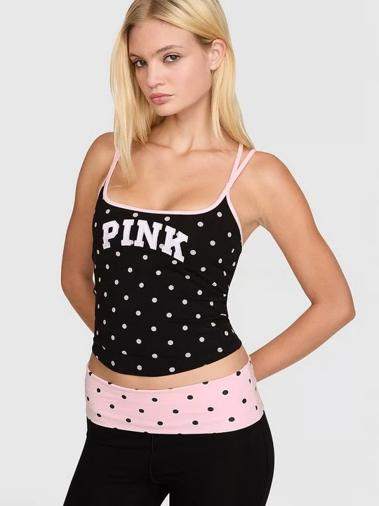 Zdjęcie produktu PINK Top All-Day Cotton na cienkich ramiączkach Victoria's Secret Czarny