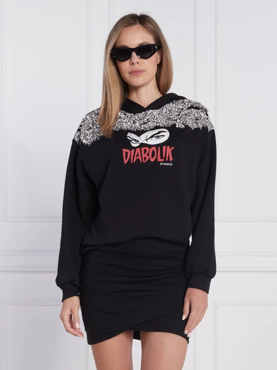 Zdjęcie produktu Pinko Bluza PINKO X DIABOLIK FIAMMETTA | Regular Fit czarny