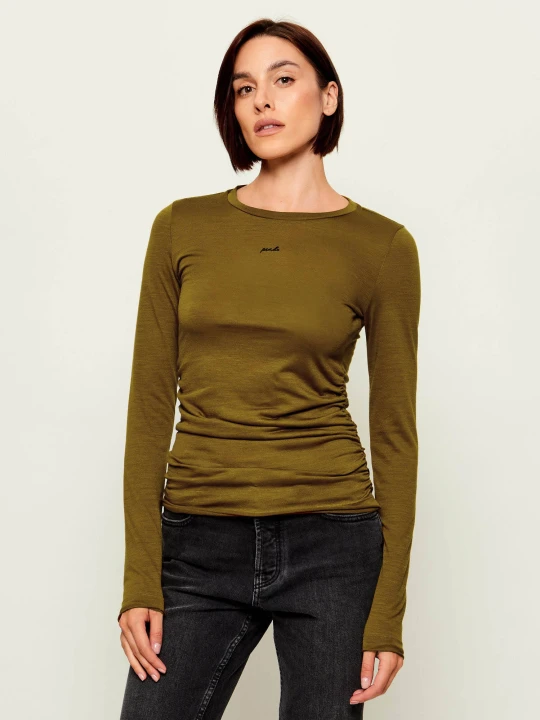 Zdjęcie produktu Pinko Bluzka Perle | Slim Fit | z dodatkiem wełny khaki