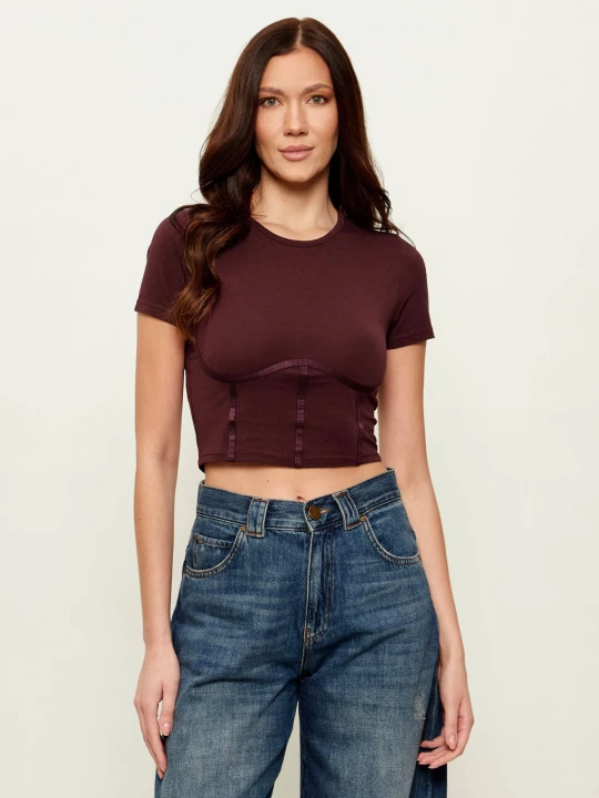 Zdjęcie produktu Pinko Bluzka VEDUTA | Cropped Fit bordowy