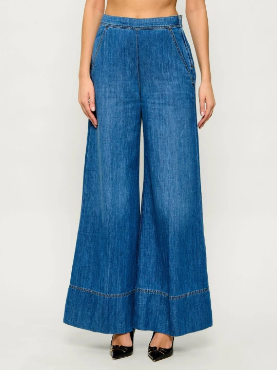 Zdjęcie produktu Pinko Jeansy Spiaggia | Relaxed fit | z dodatkiem lnu niebieski